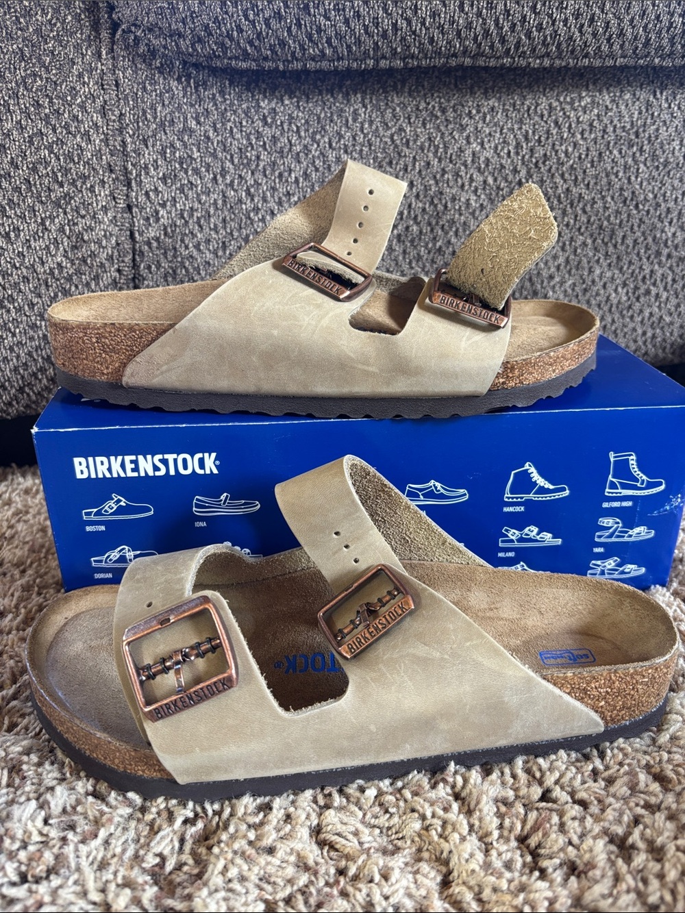 Birkenstock Arizona BS Tobacco Brown or Habana Leather Sandals Size 40 or 43 EU